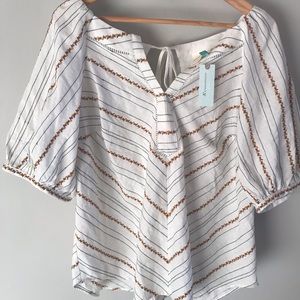 Anthropologie Maeve Fruit Puff Sleeved Top